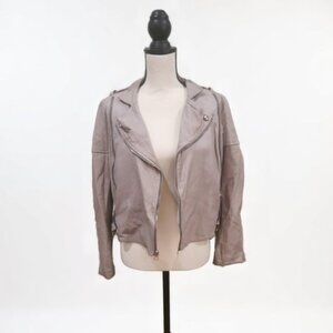 Alice + Olivia Cropped Moto Jacket – Genuine Leather – Size S